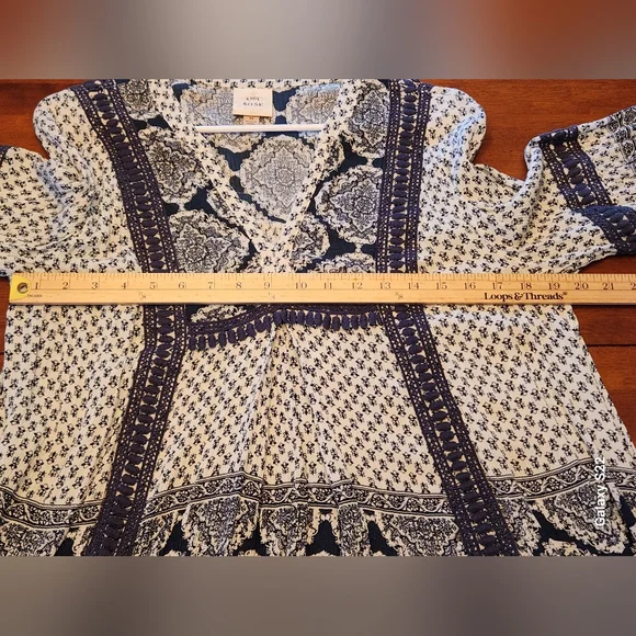 Knox Rose Dress Blue White M Peasant Boho Coastal Resort Cottagecore Festival - Picture 9 of 10